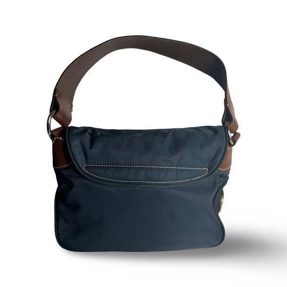 Dooney & Burke Nylon And Leather Trim Wayfarer Shoulder Bag - Navy Blue - Picture 2 of 10